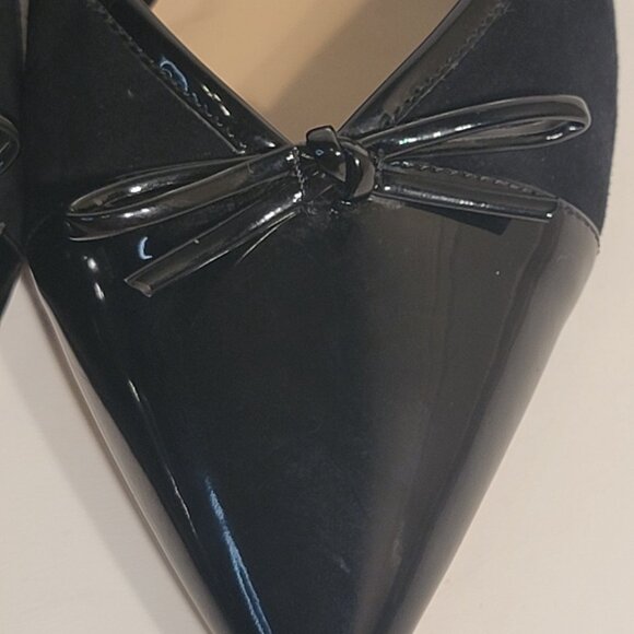 Ann Taylor Shoe Black Patent/Suede Pointed Toe Slingback Vanna - Picture 9 of 10